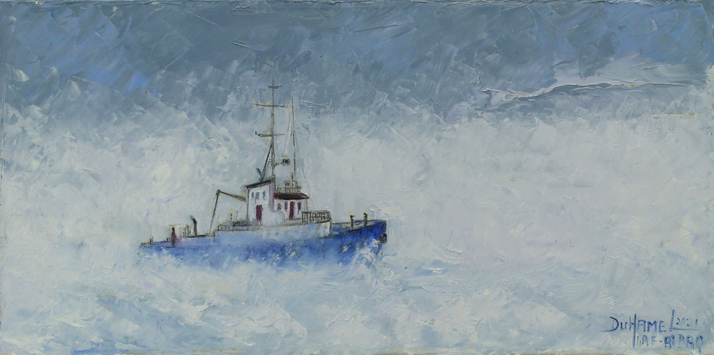 P. Duhamel, Dans la tempête - Oil on canvas, 12x24