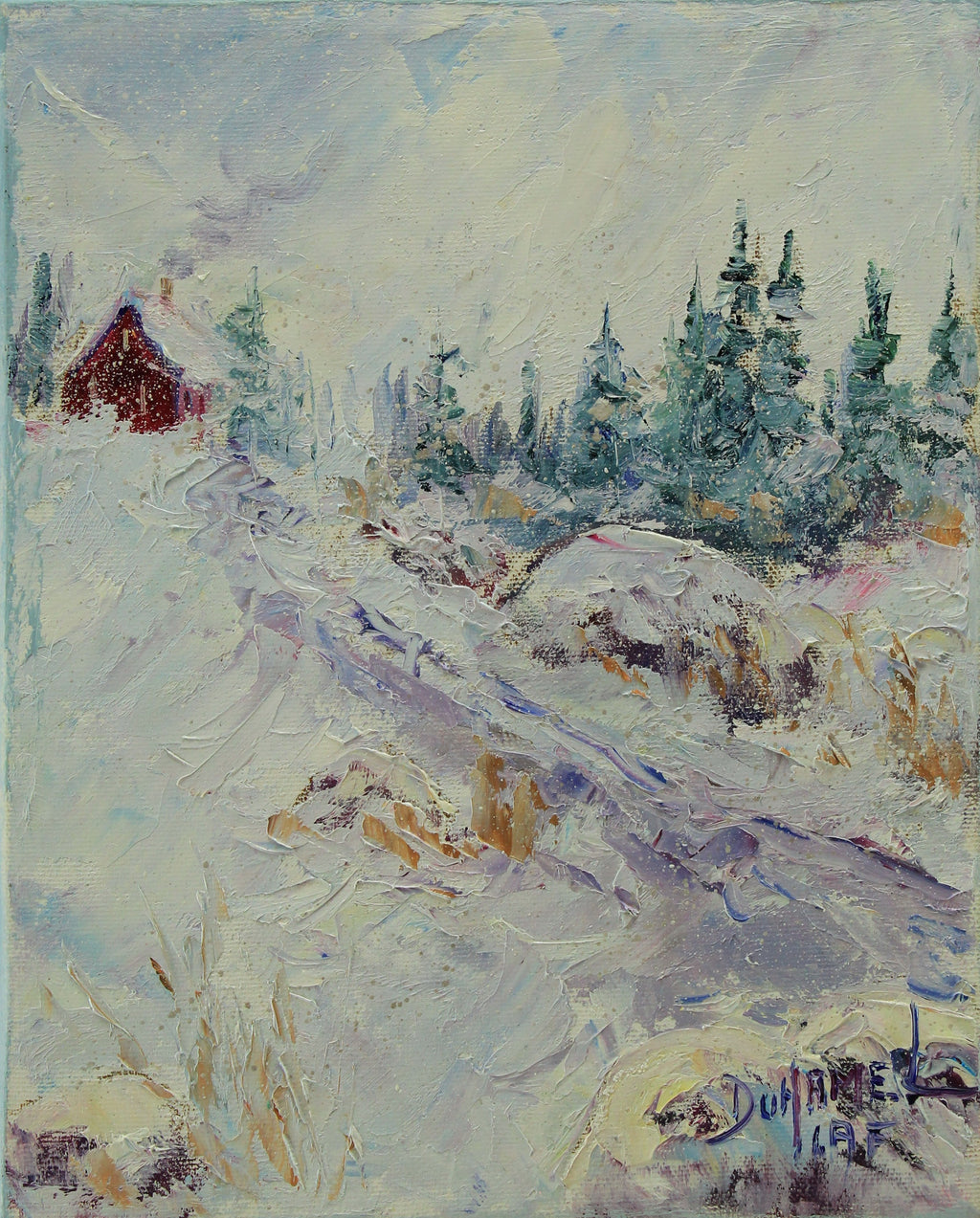 P. Duhamel, Vers la maison - Oil on canvas 10x8x1.5