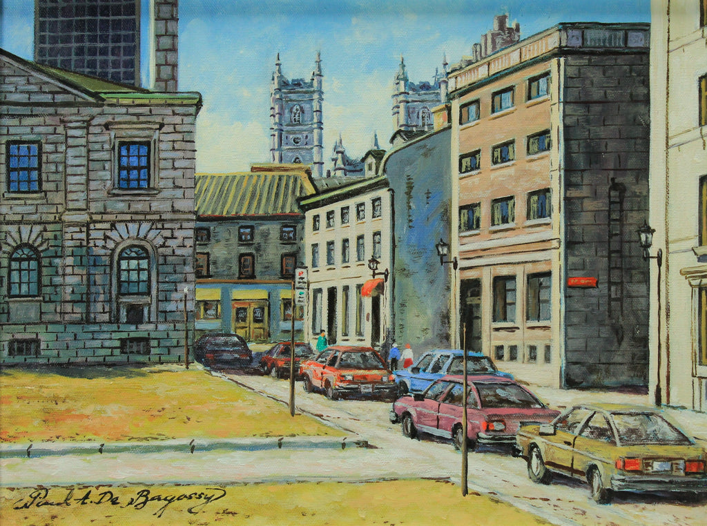 Paul A. De Bagossy, Old Montreal Street - oil on canvas, 12x16