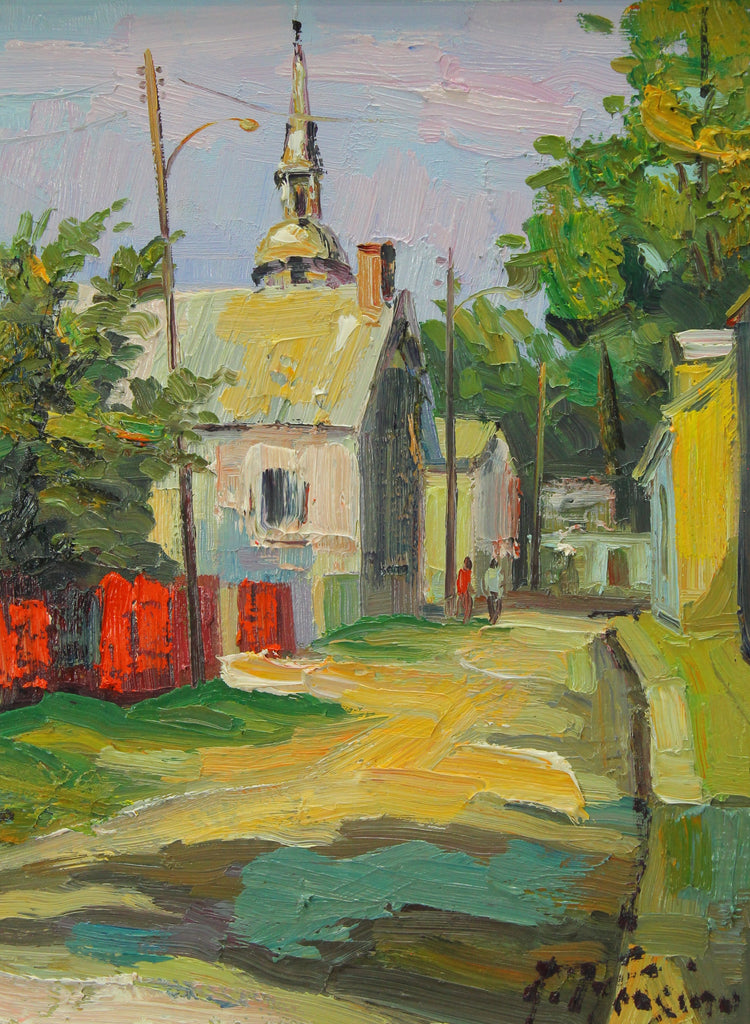 Armand Tatossian painting, Rue de l'église - Oil on canavas, 16x12