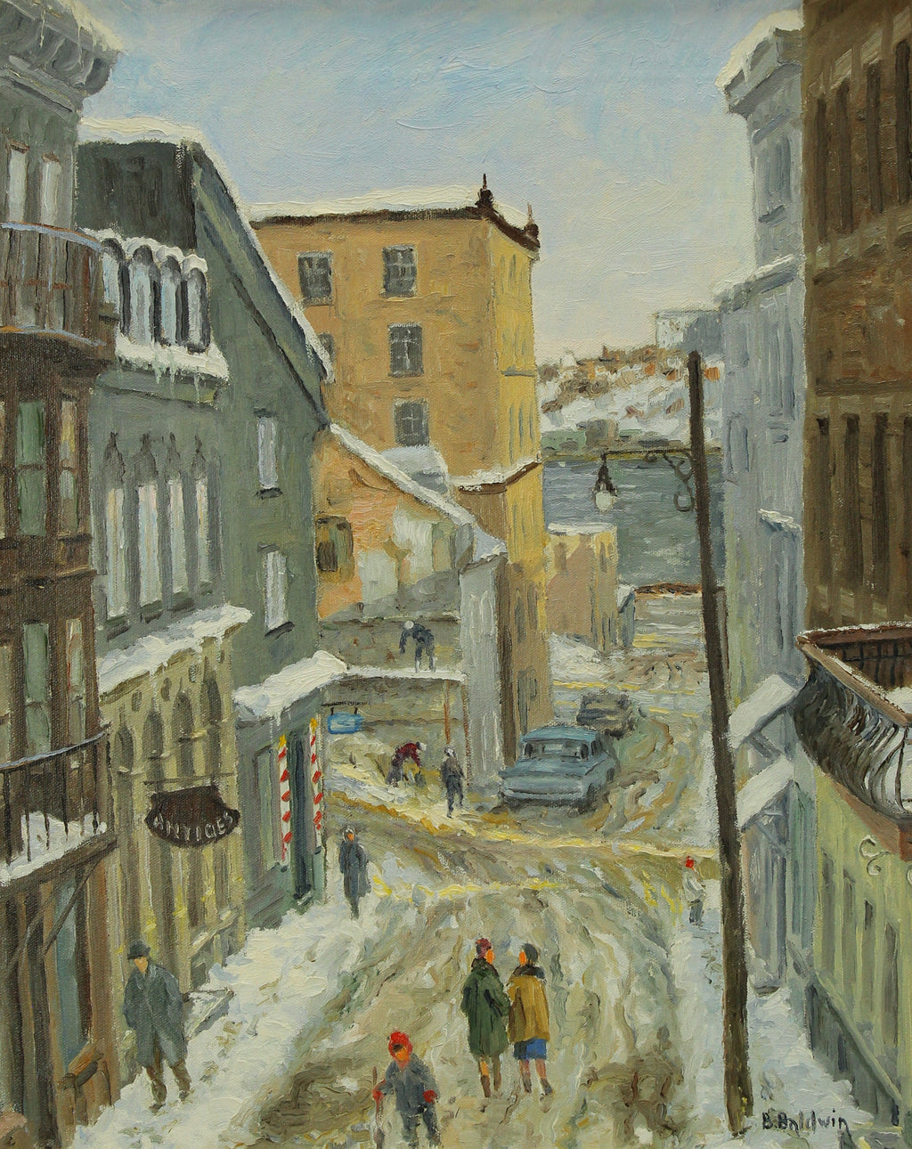 Betty Baldwin painting, Rue sous le fort, Quebec - Oil on Canvas 20x16