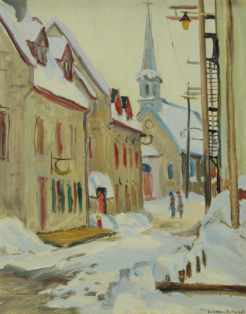 Betty Galbraith-Cornell painting, Lower Town Quebec City - Oil on Masonite, 20x16
