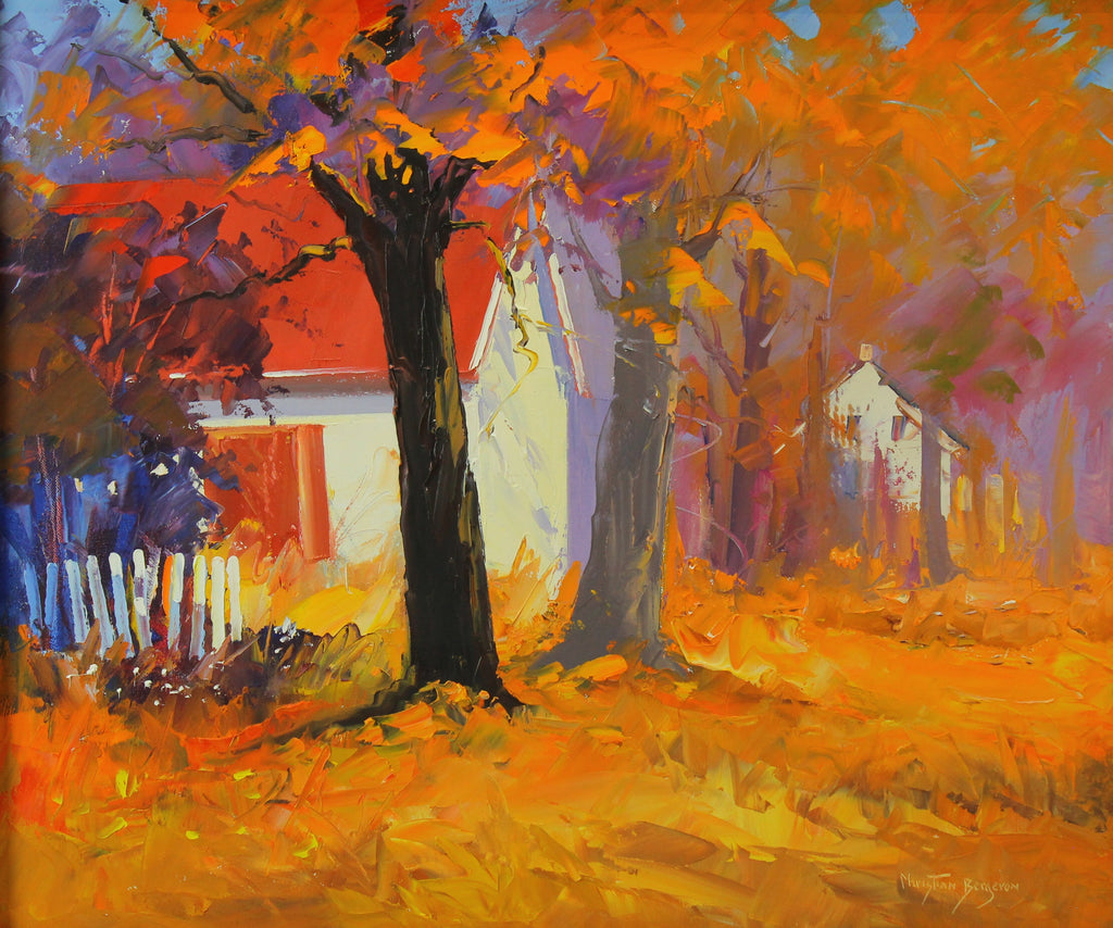 Christian Bergeron painting, Quebec in autumn - Oil on canvas, 20x24