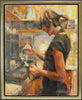 Patricia Bellerose painting depicting a barista making coffee