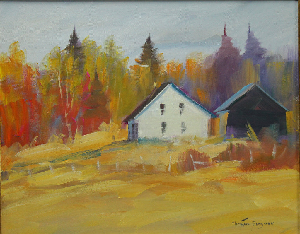 Christian Bergeron painting, Autumn landscape - Oil on canvas 16x20