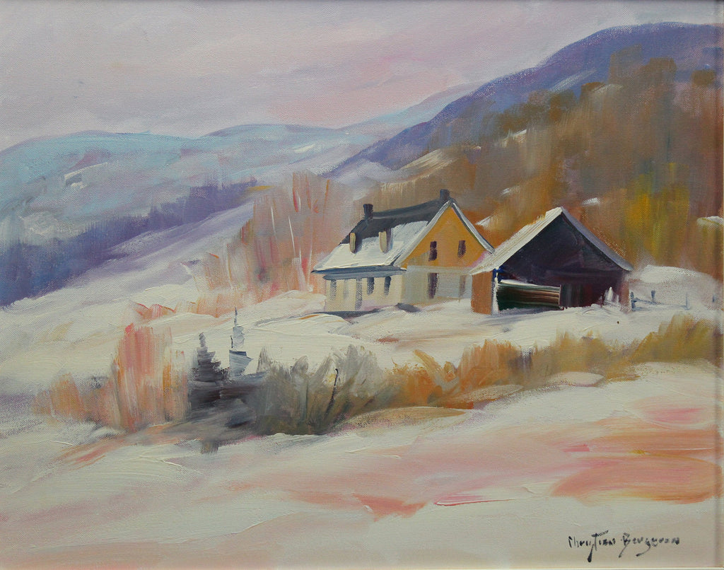 Christian Bergeron, Winter landscape - Oil on canvas 16x20